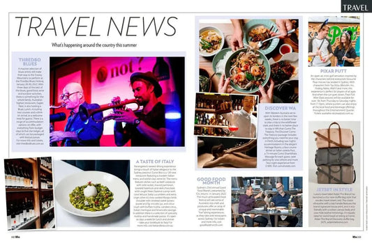 Collage of travel news featuring food, music, and lifestyle highlights for summer adventures.